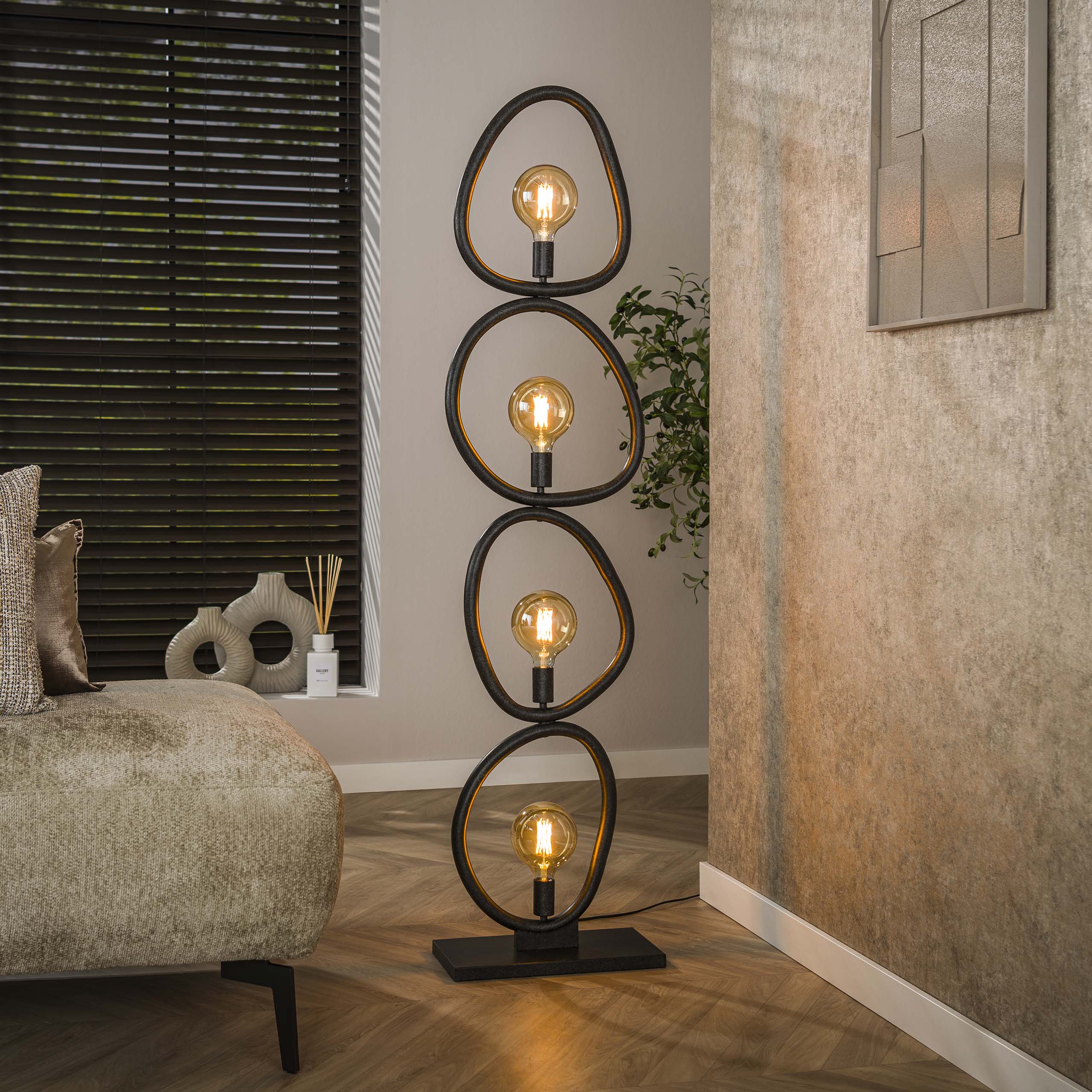 Vloerlamp Pebble 4-lichts / Artic zwart