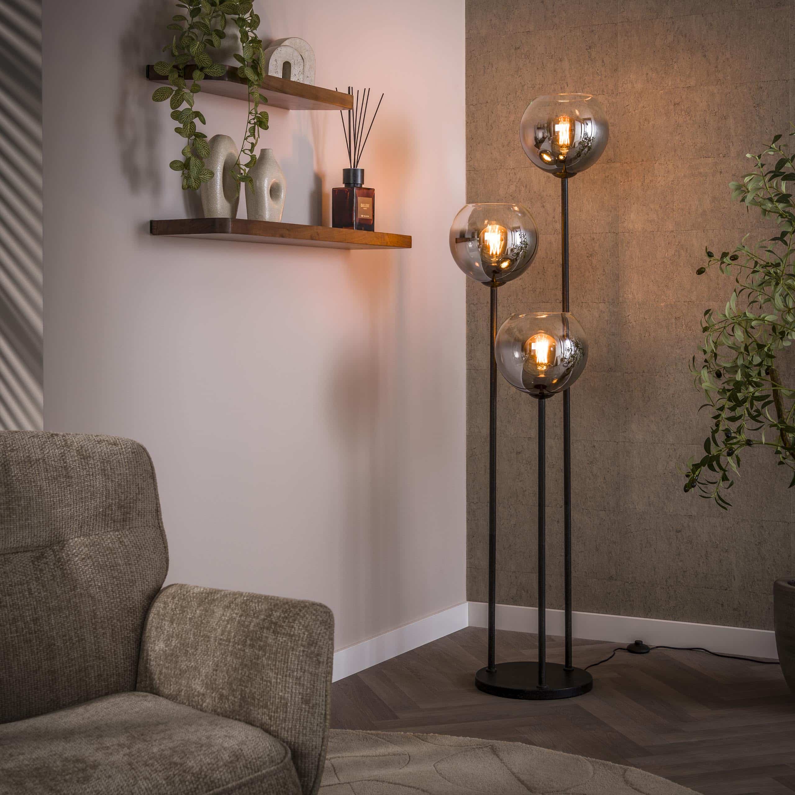 Vloerlamp Bubble Shaded 3-lichts / Artic zwart