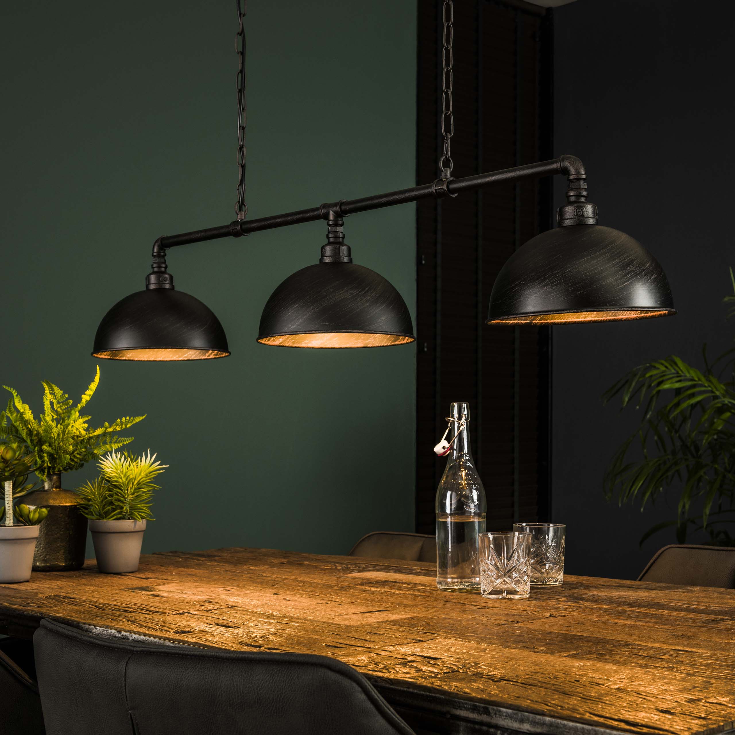 Hanglamp Industrial Tube 3-lichts / Zwart