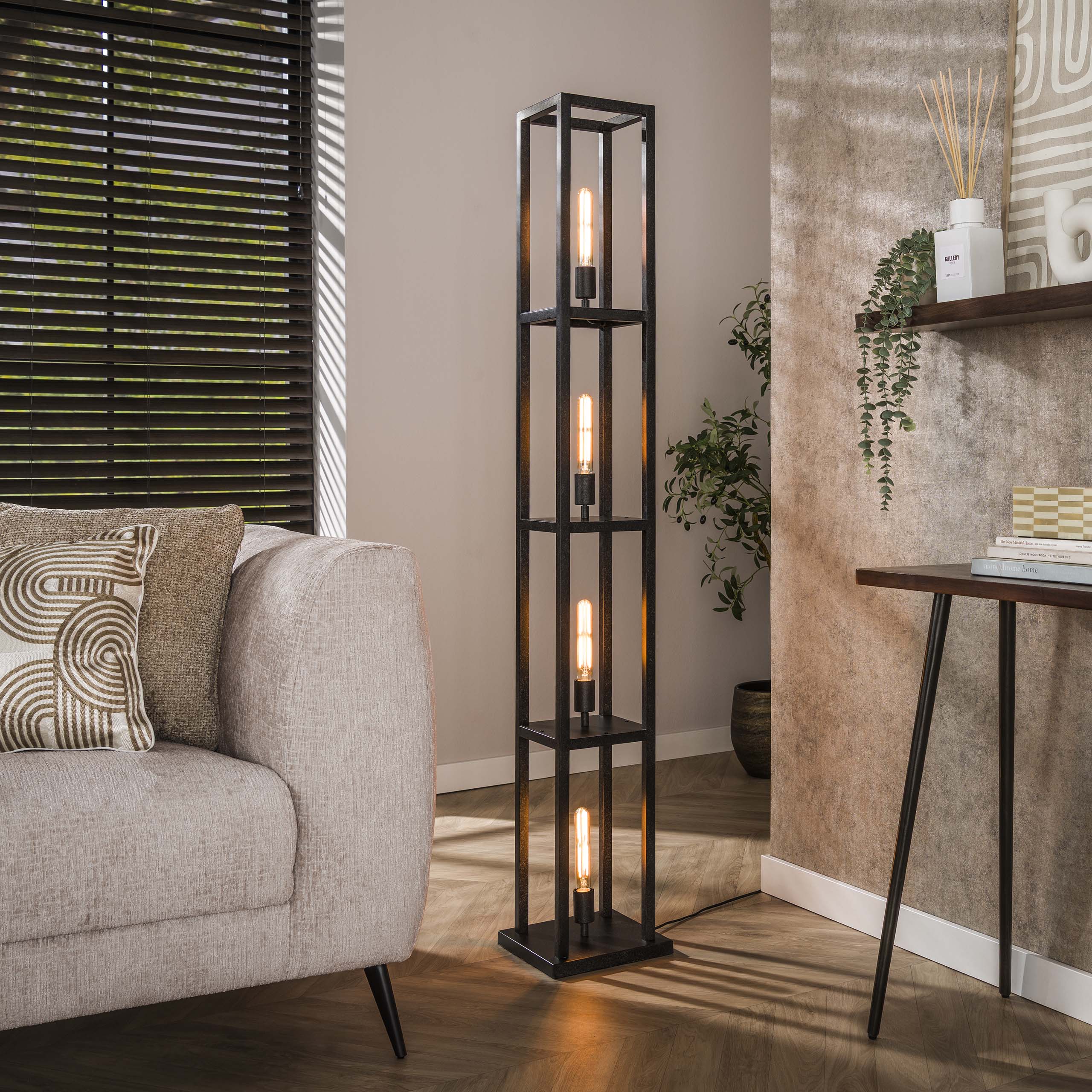 Vloerlamp Quadra 4-lichts / Artic zwart