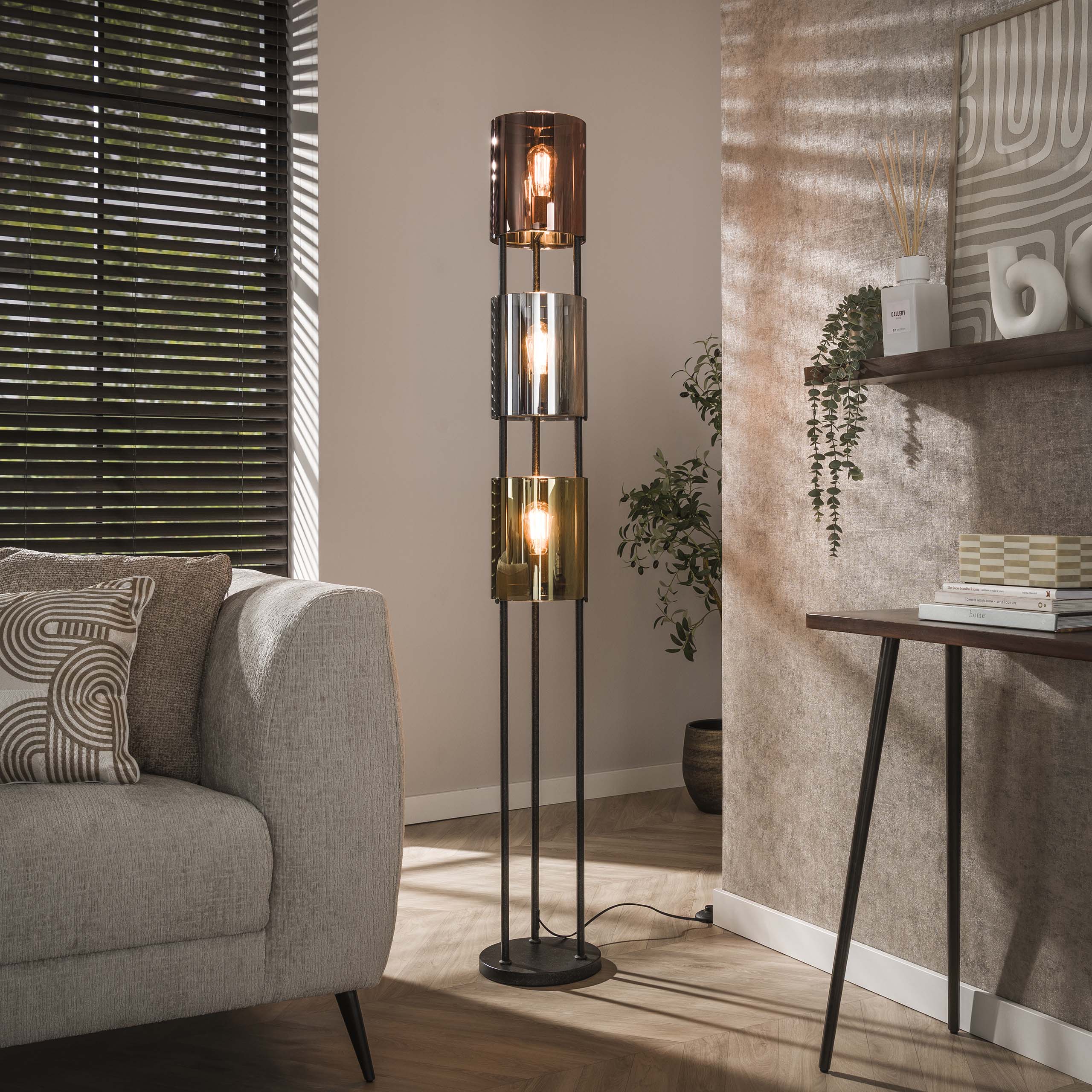 Vloerlamp Lucente Tricolore 3-lichts / Artic zwart