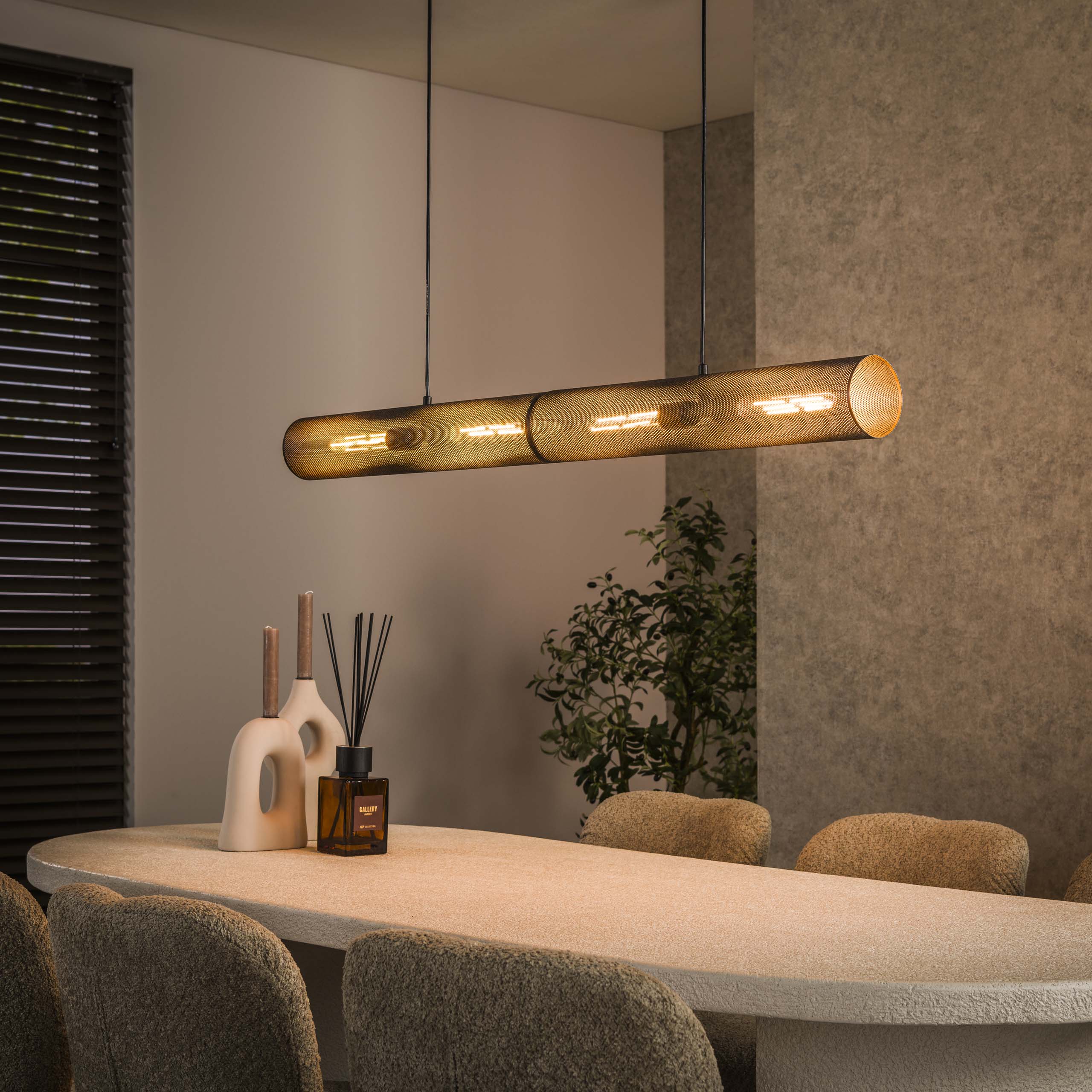 Hanglamp Tube Mesh 4-lichts 120cm / Artic zwart