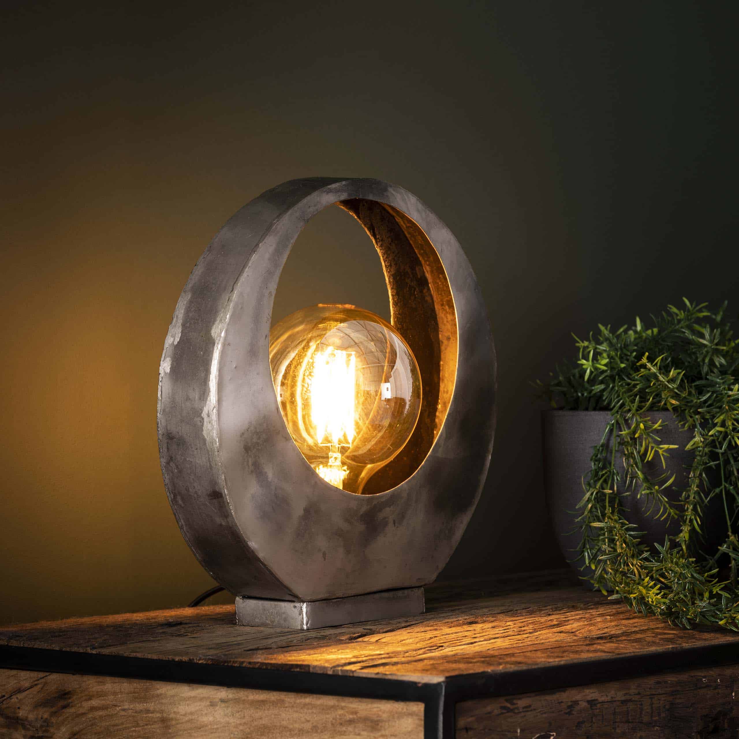 Tafellamp Full Moon 1-lichts / Oud zilver