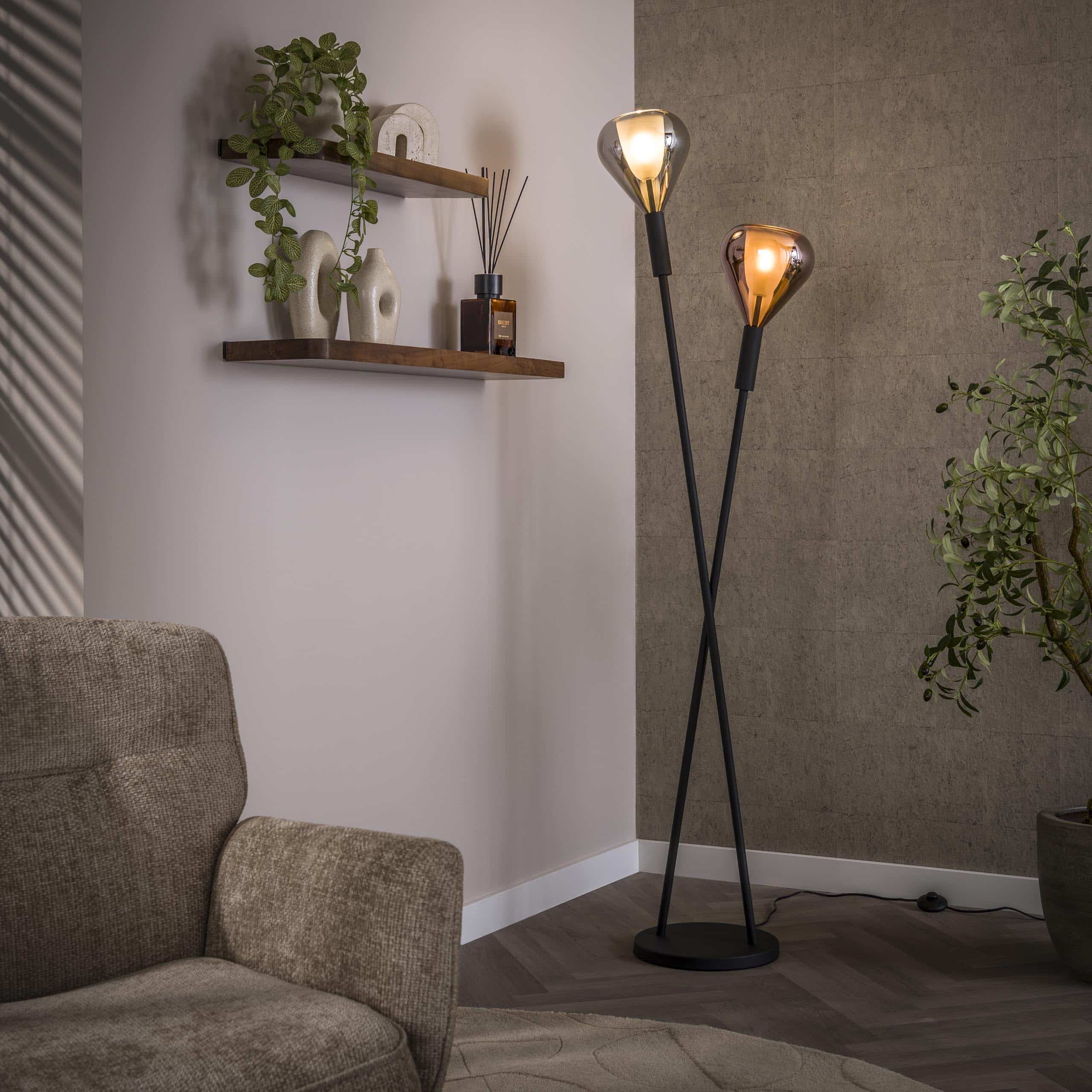 Vloerlamp Wings 2-lichts / Zwart