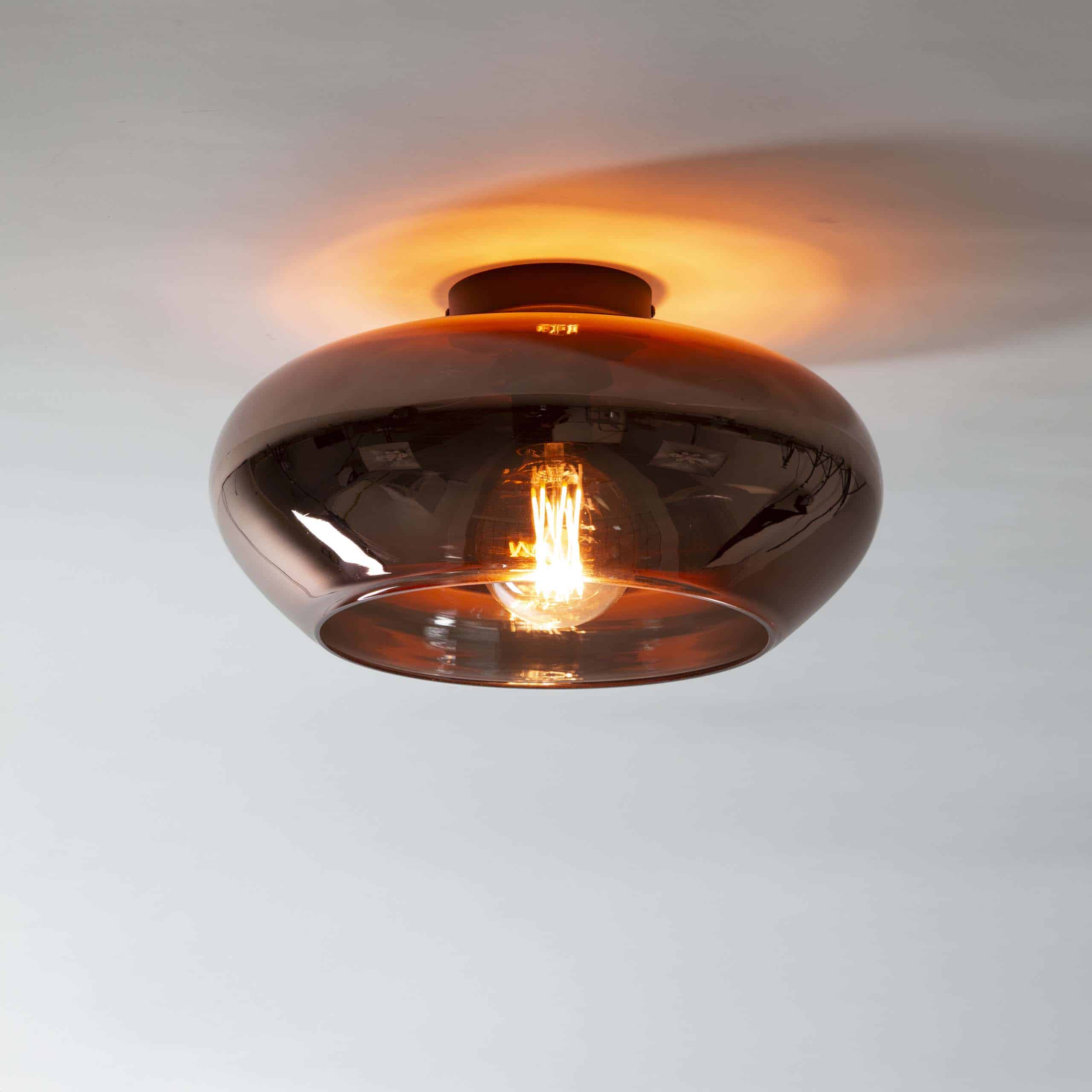 Plafondlamp Elevate 1-lichts / Koper glas