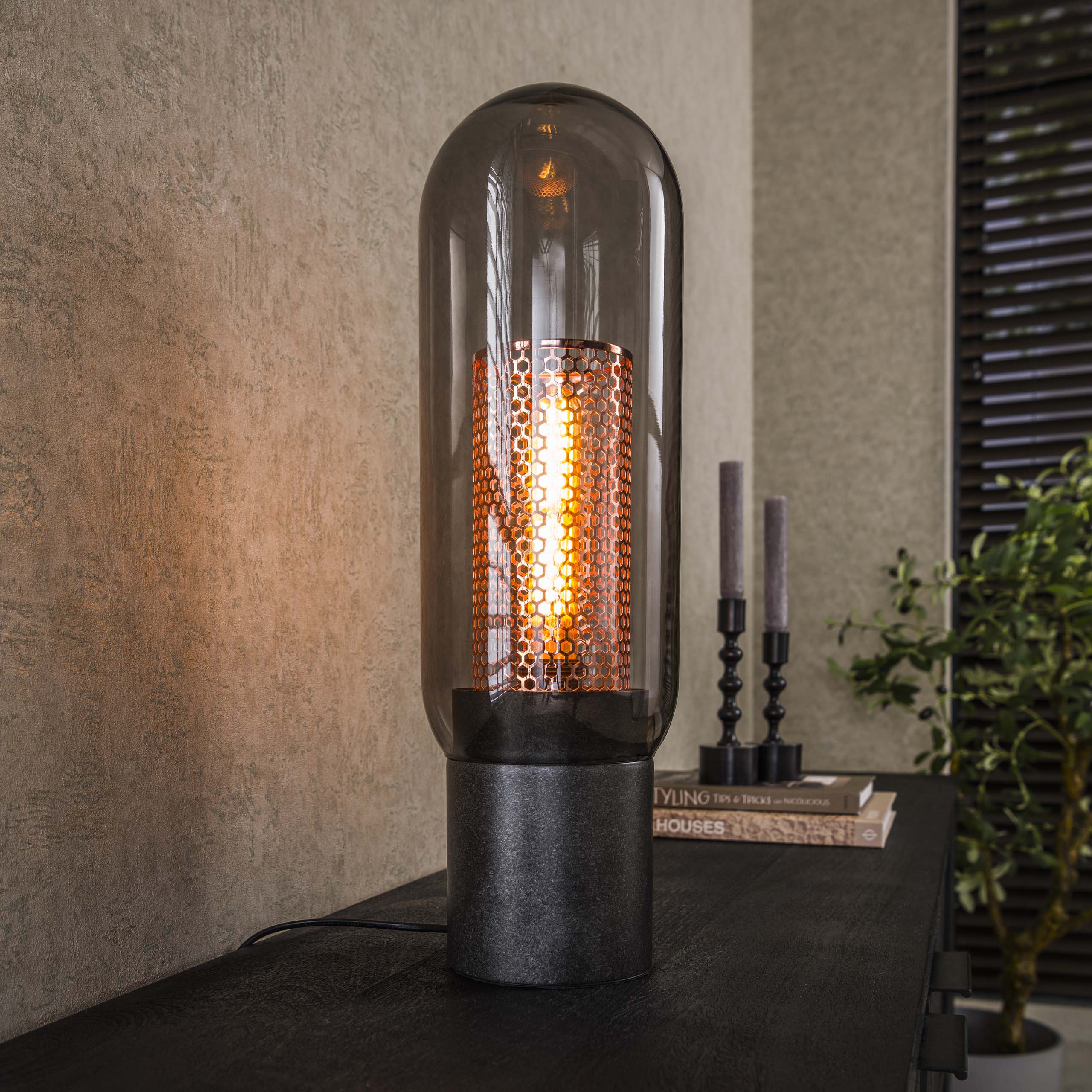 Tafellamp Smoke Mesh 1-lichts / Artic zwart