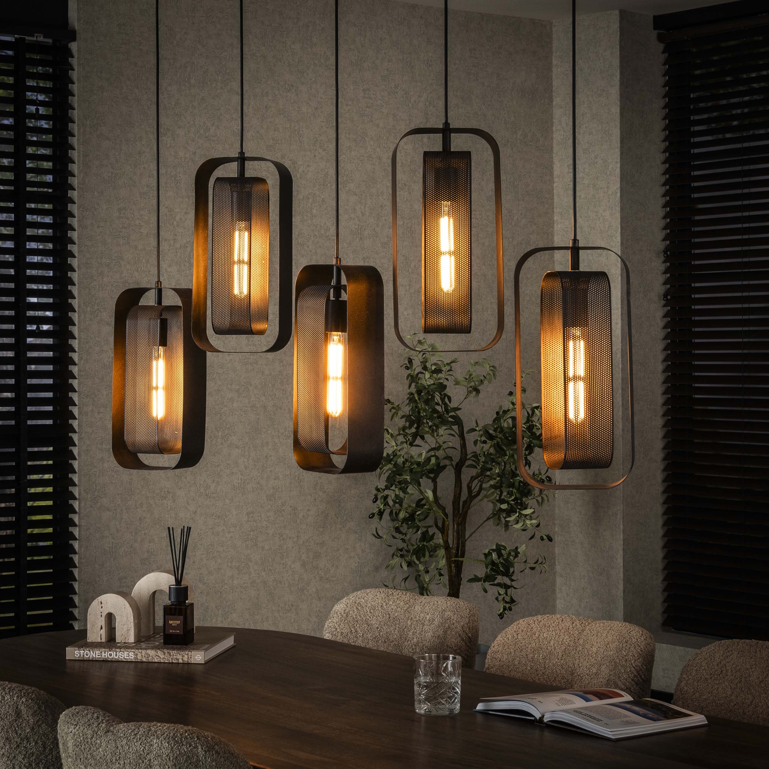 Hanglamp Mesh Rotate 5-lichts / Artic zwart