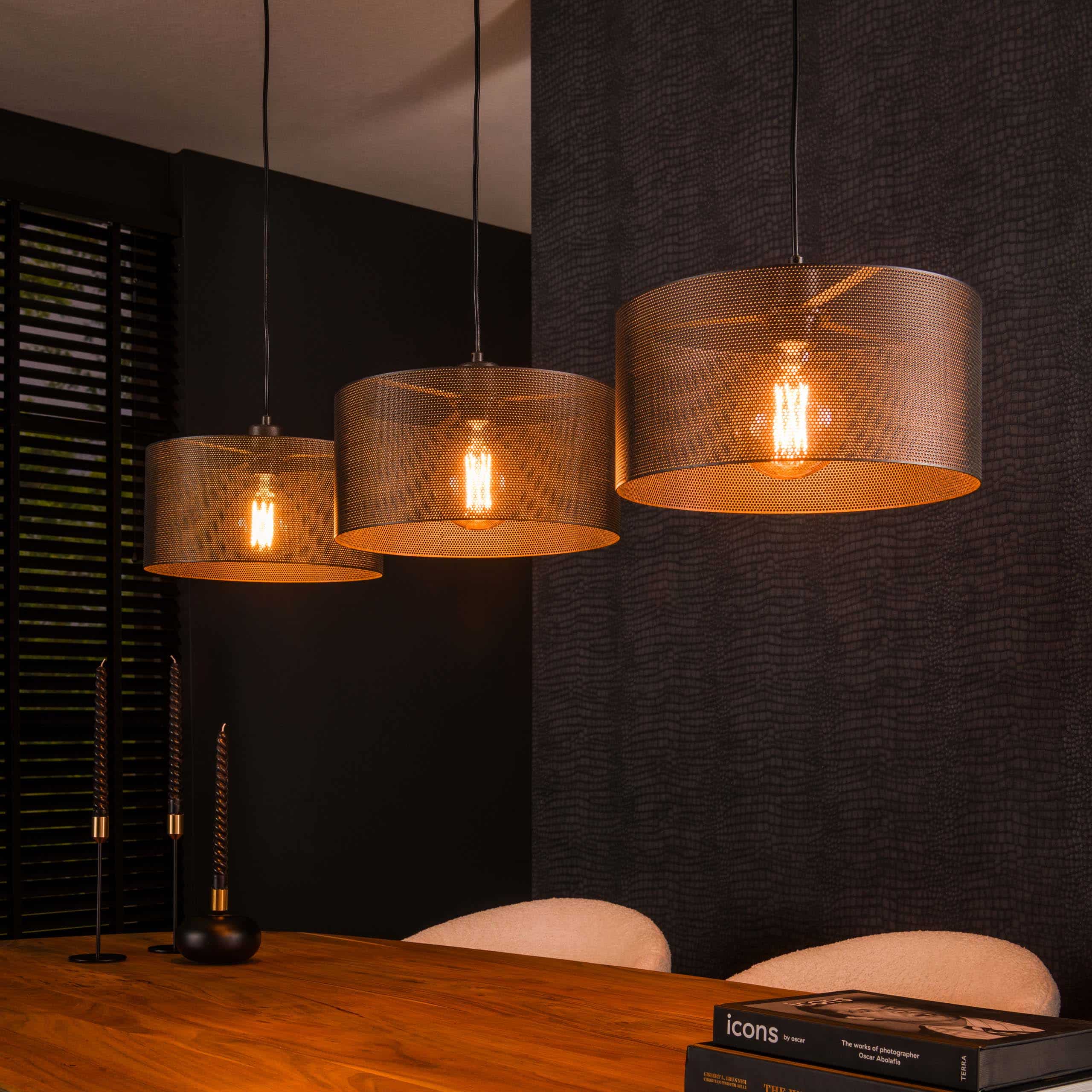 Hanglamp Mesh Round 3-lichts / Artic zwart