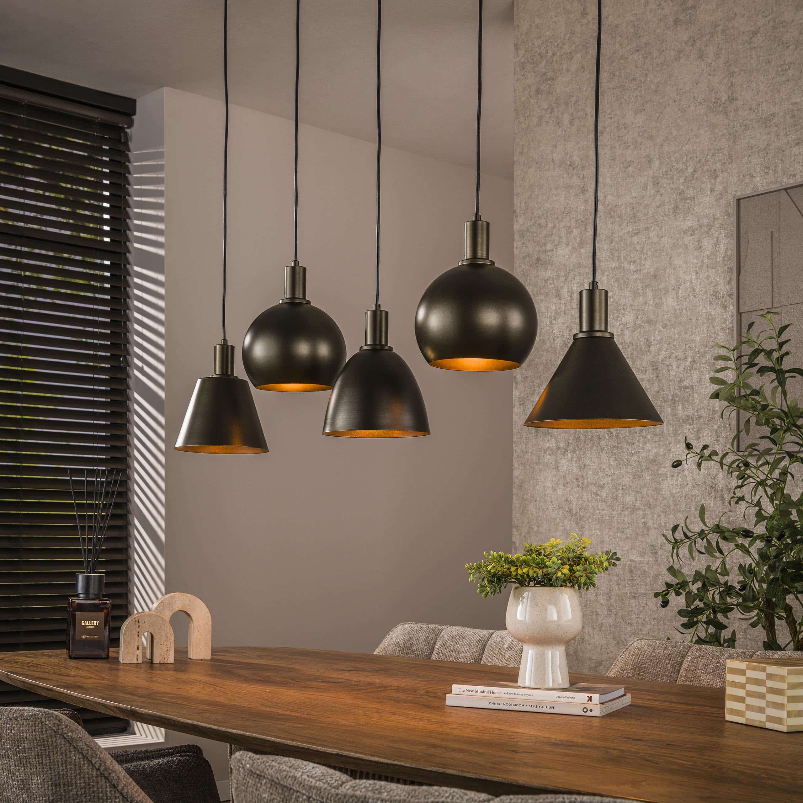 Hanglamp Metallo 5-lichts / Sienna bruin