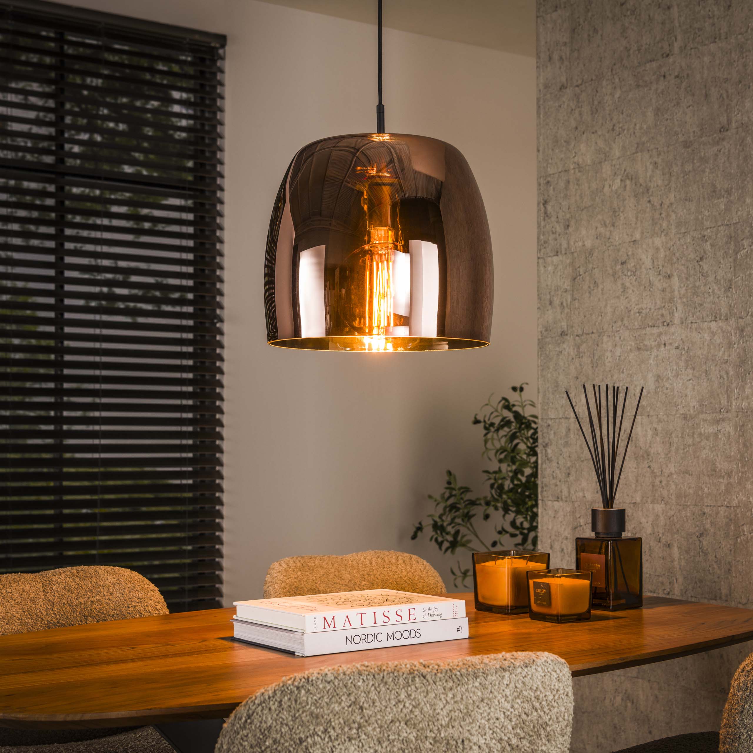 Hanglamp Drift Glass 1-lichts / Koper glas