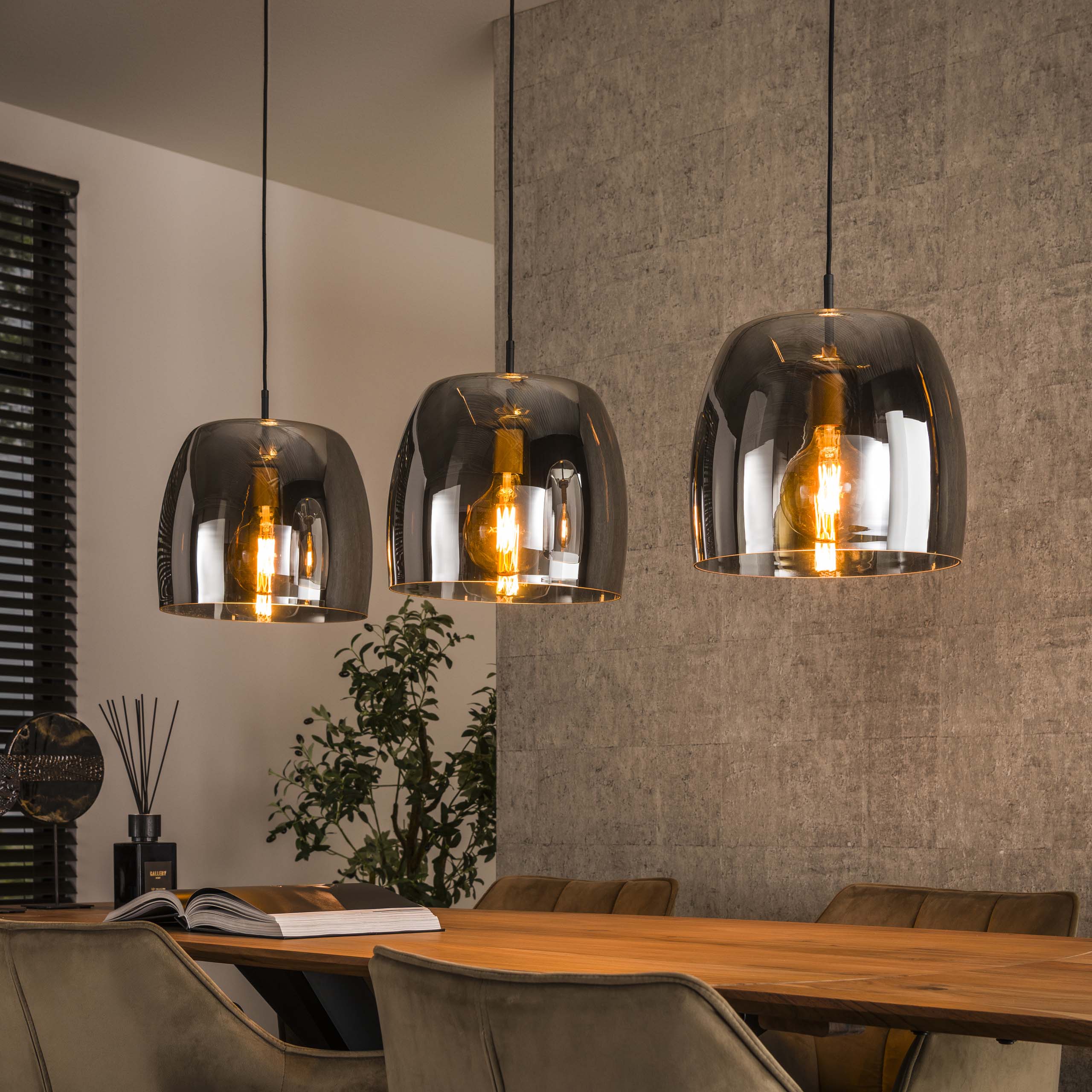 Hanglamp Drift Glass 3-lichts / Smoke grey glas