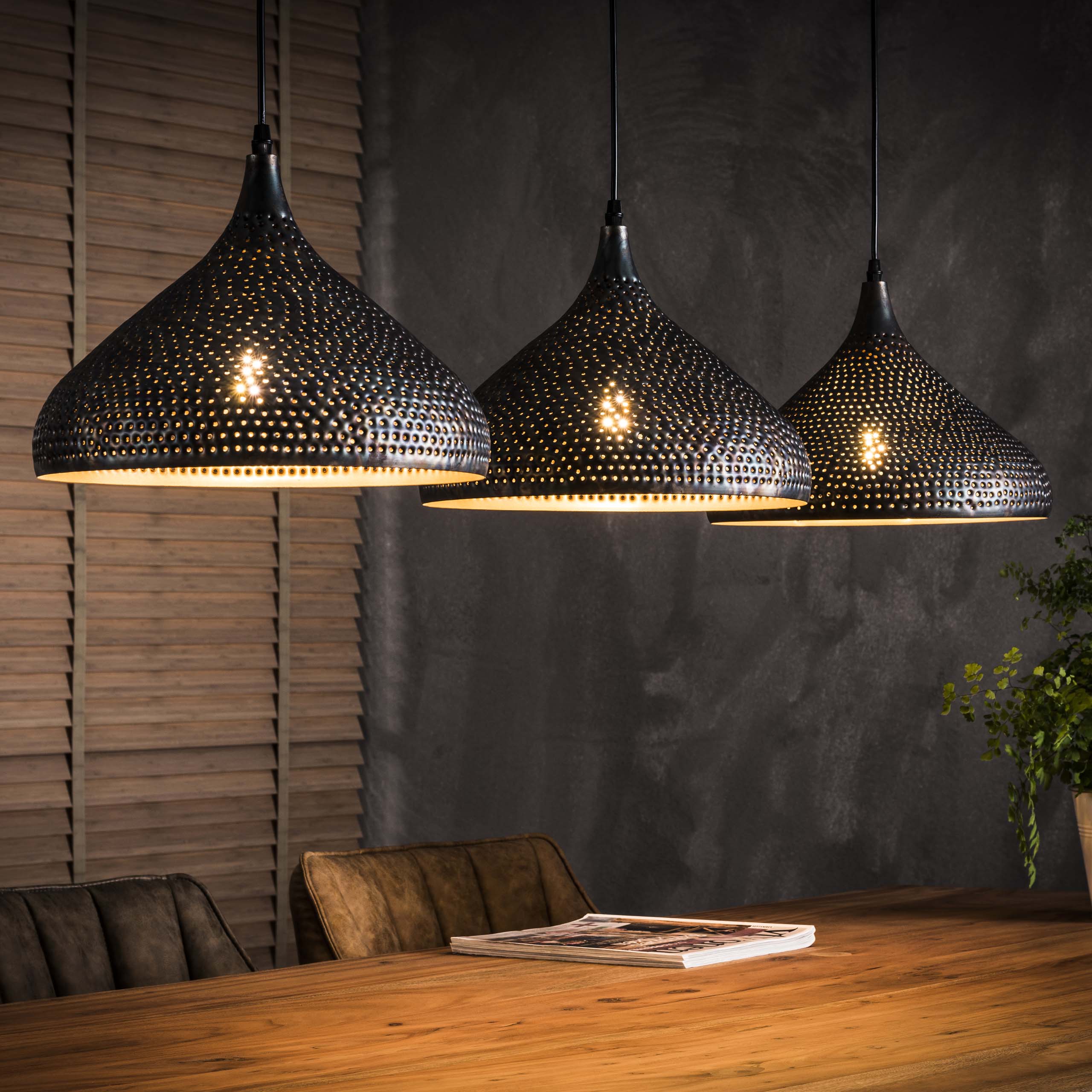 Hanglamp Punch 3-lichts / Zwart bruin
