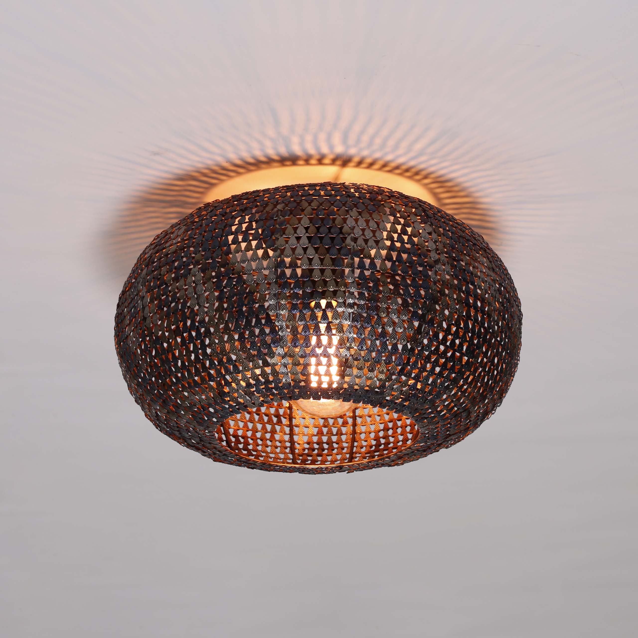 Plafondlamp Armor 1-lichts / Zwart bruin