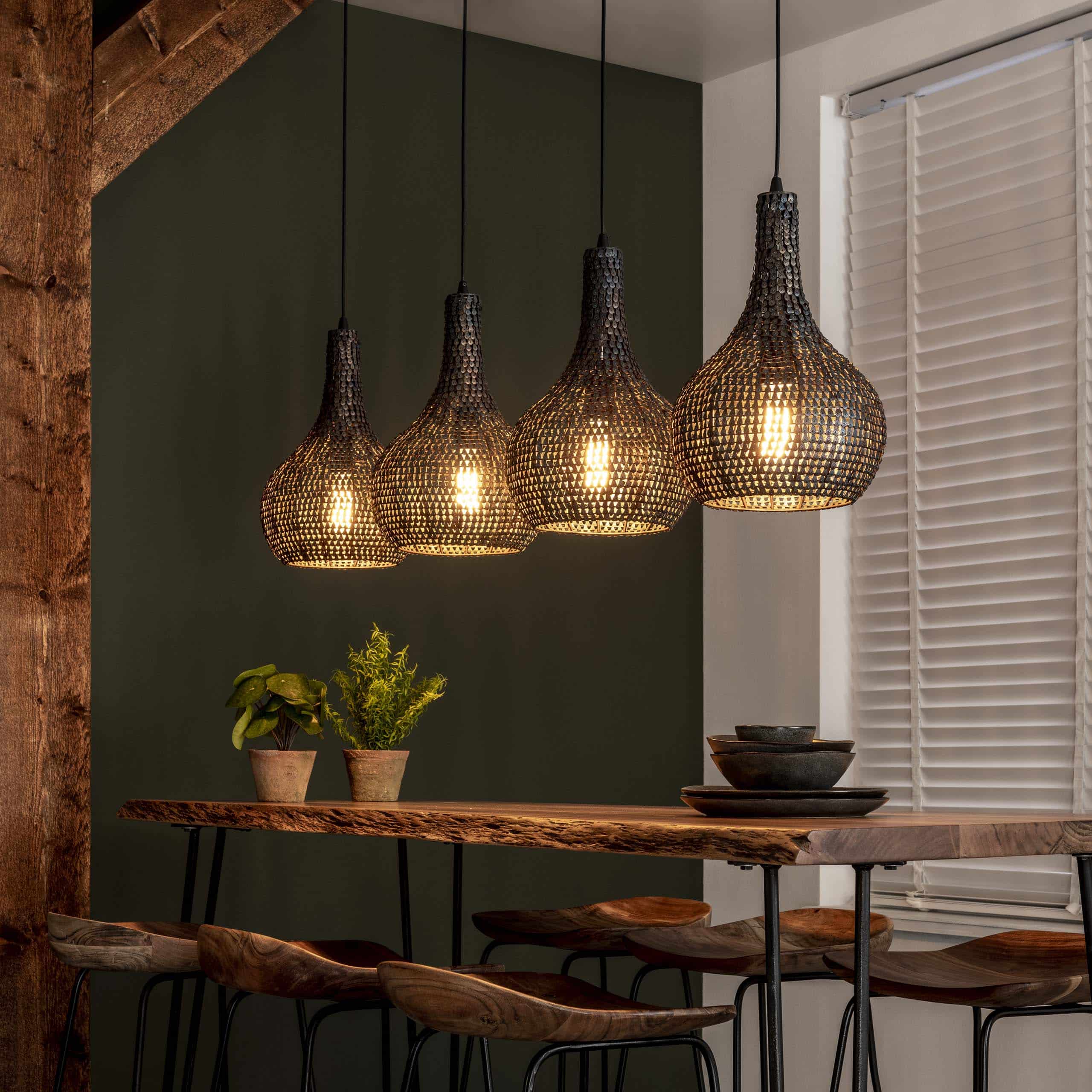 Hanglamp Armor Cone 4-lichts / Zwart bruin