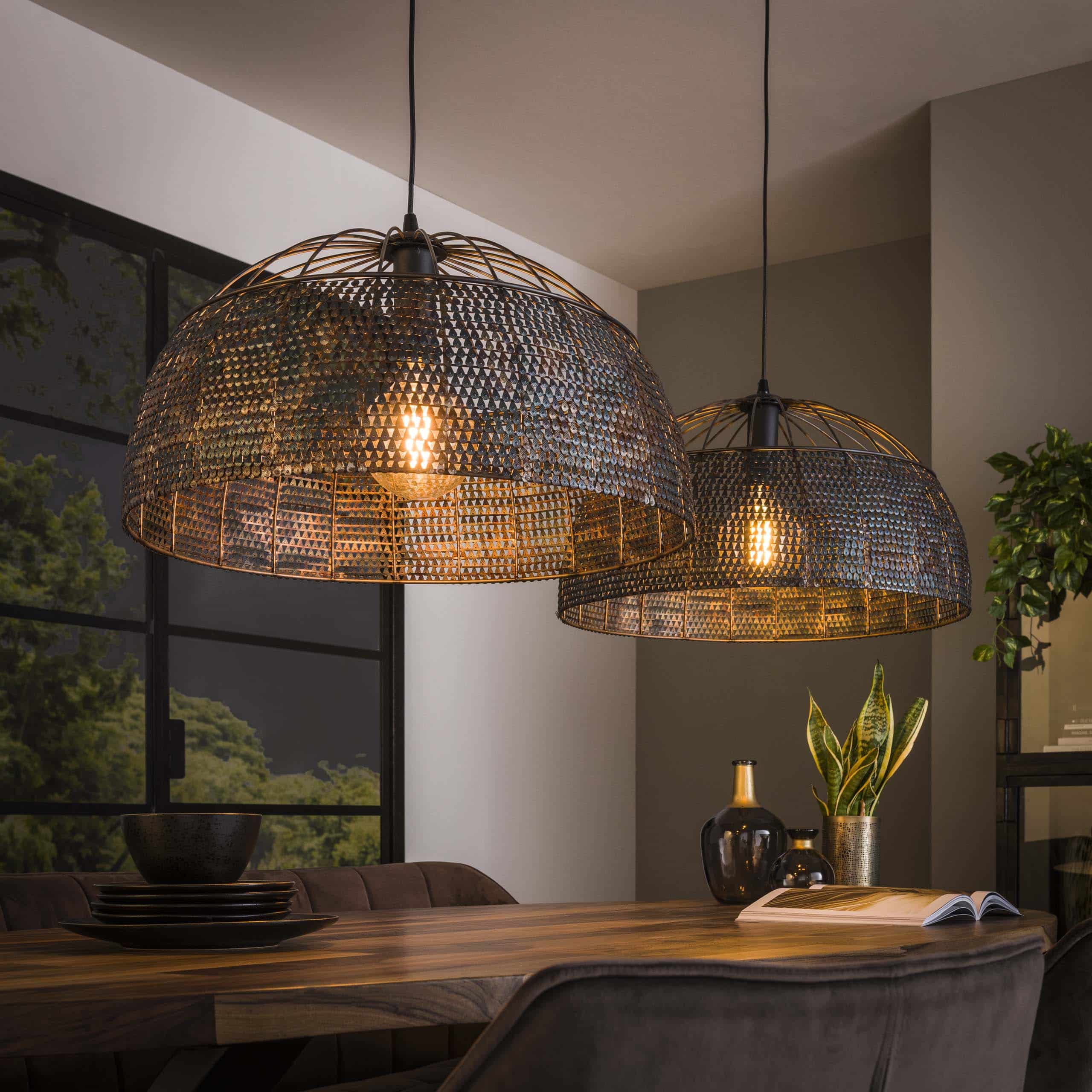 Hanglamp Armor Open 2-lichts Ø60cm / Zwart bruin