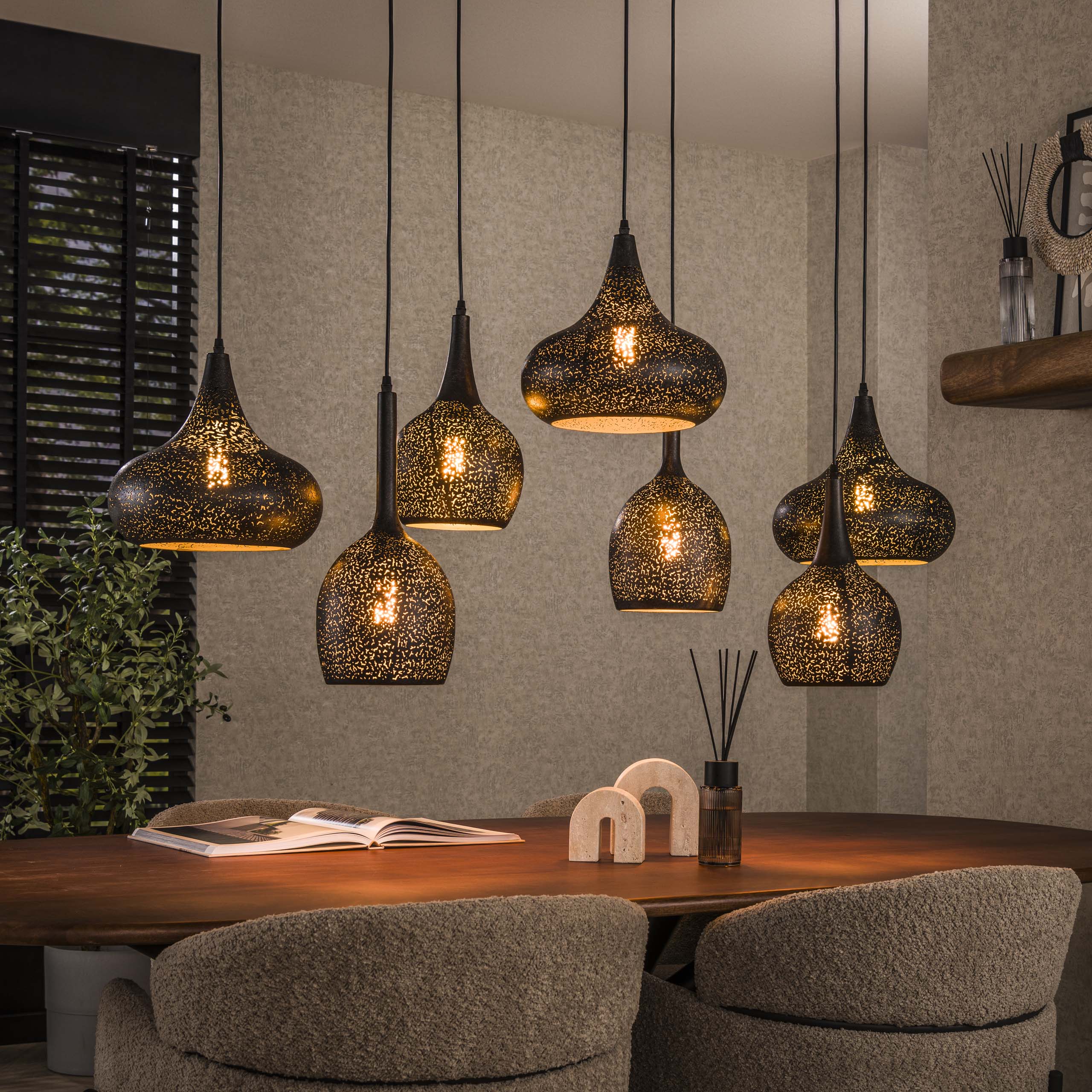 Hanglamp Zip 4+3-lichts / Artic zwart