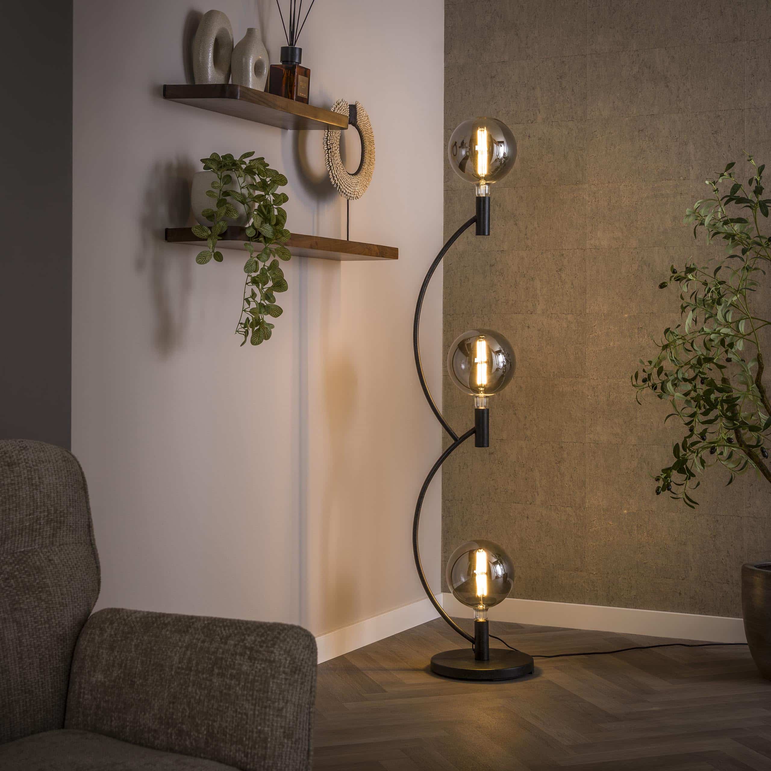 Vloerlamp Arcus 3-lichts / Artic zwart