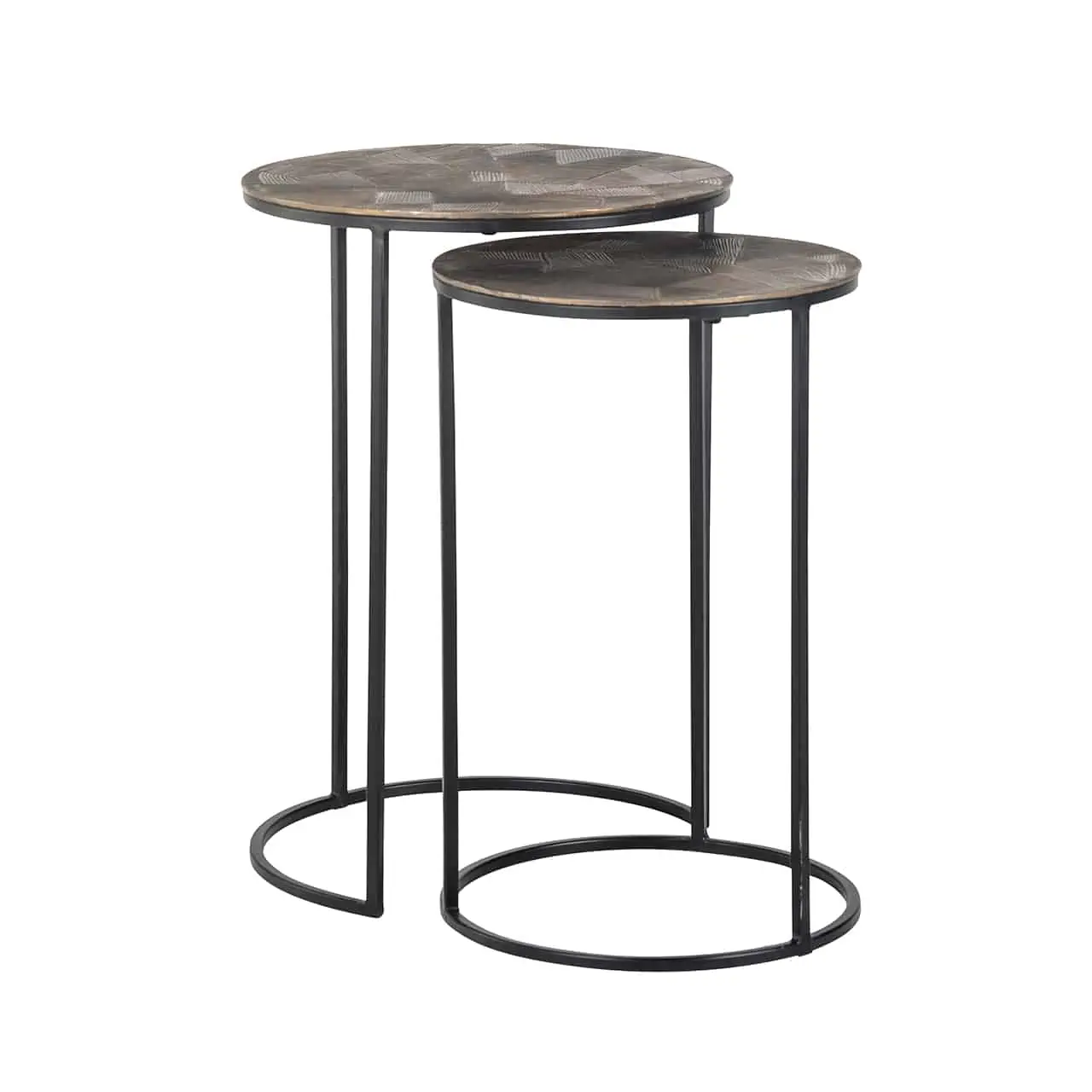 Richmond Interiors bijzettafel Tulum set van 2 aluminium
