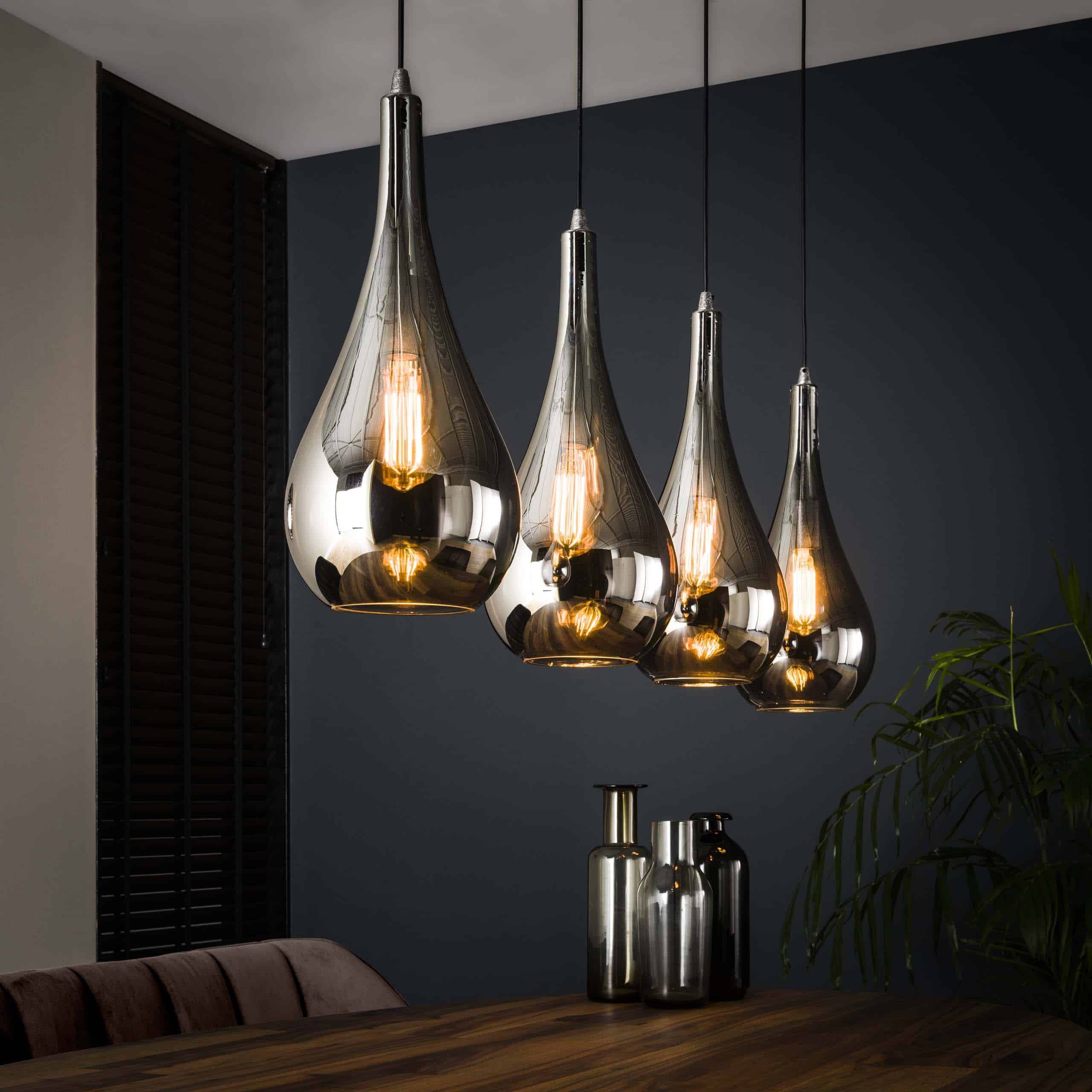Hanglamp Silver Drop 4-lichts / Chroom glas