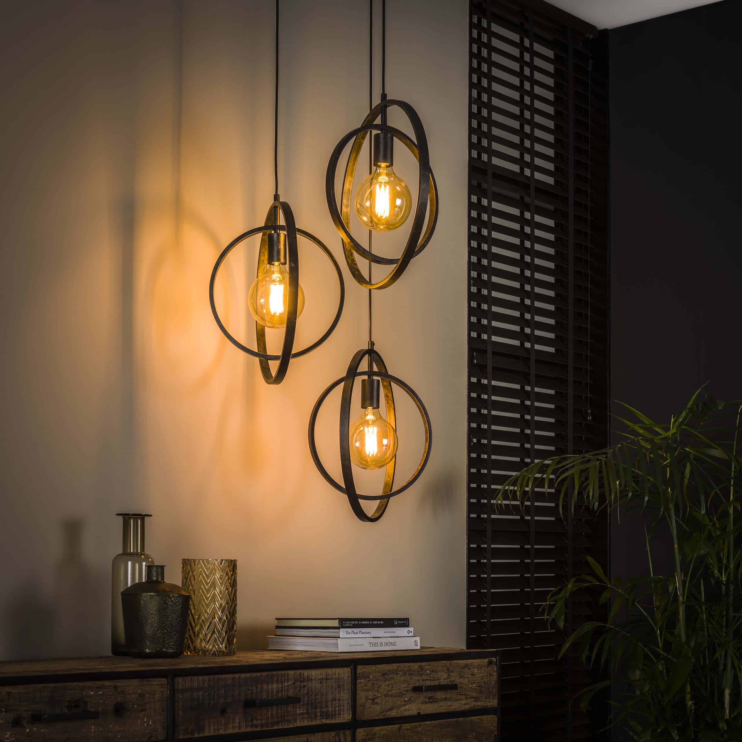 Hanglamp Turn Around getrapt 3-lichts / Charcoal