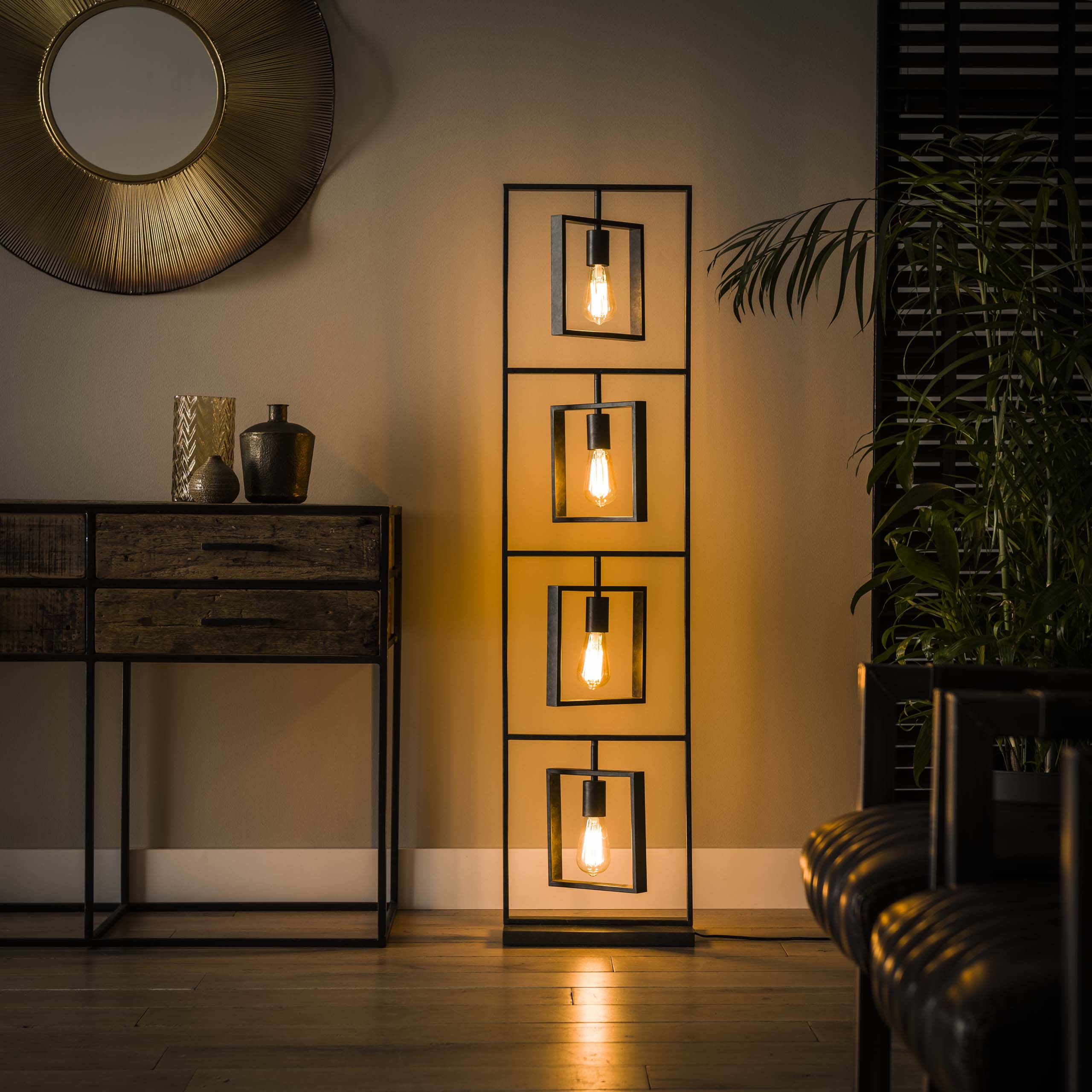 Vloerlamp Turn Square 4-lichts / Charcoal