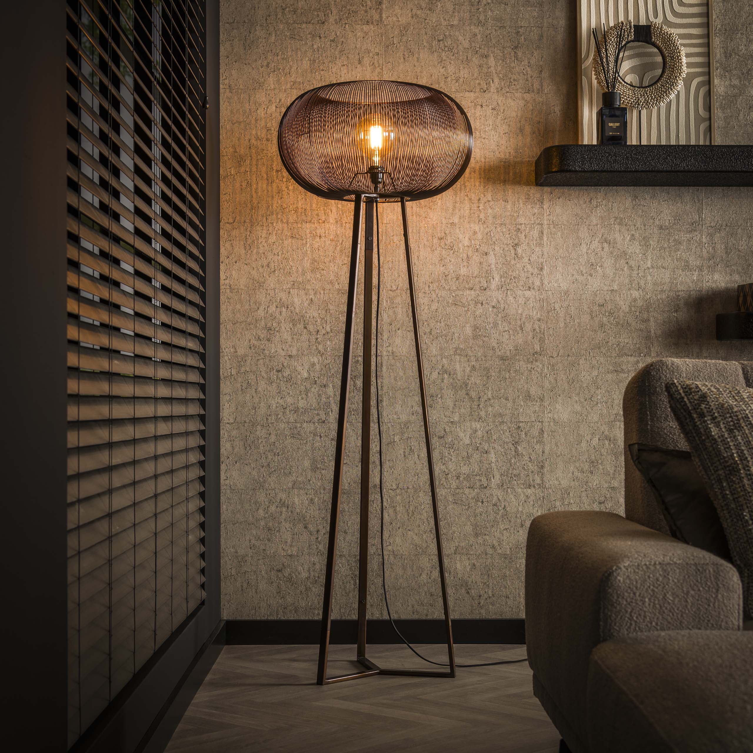 Vloerlamp Copper Twist 1-lichts / Zwart nikkel