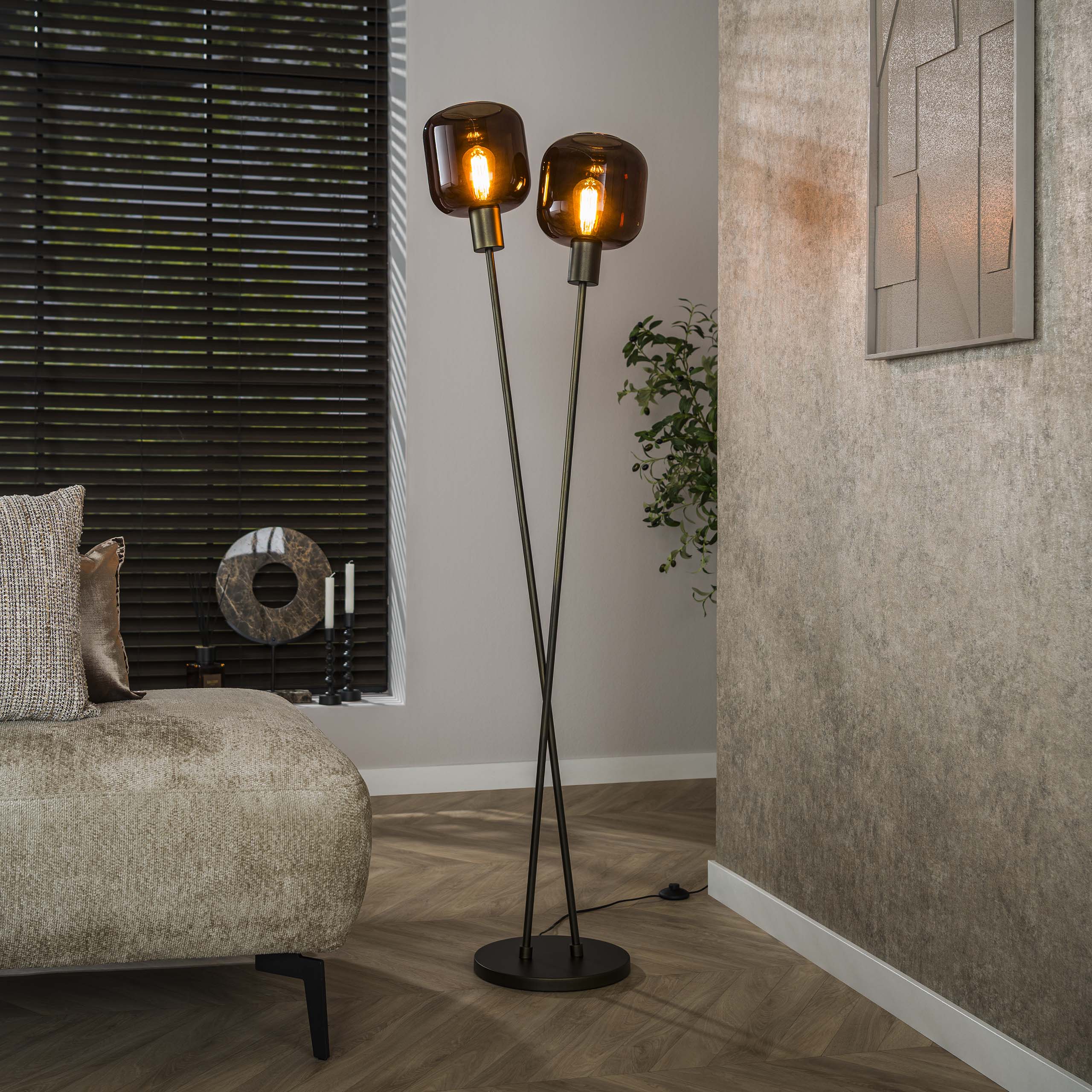 Vloerlamp Bronza 2-lichts / Sienna bruin