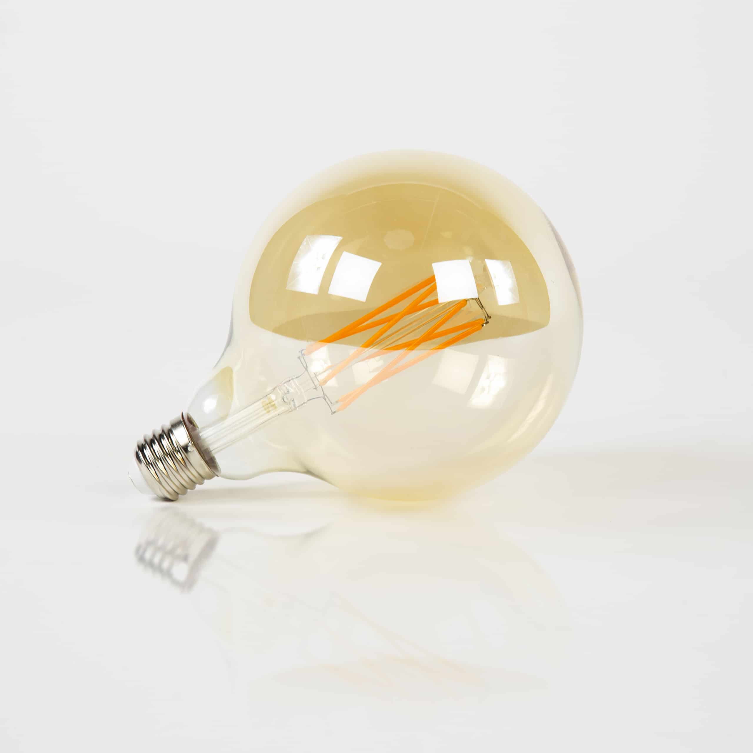 Lichtbron LED [G125] filament bol Ø12,5cm / Amber glas