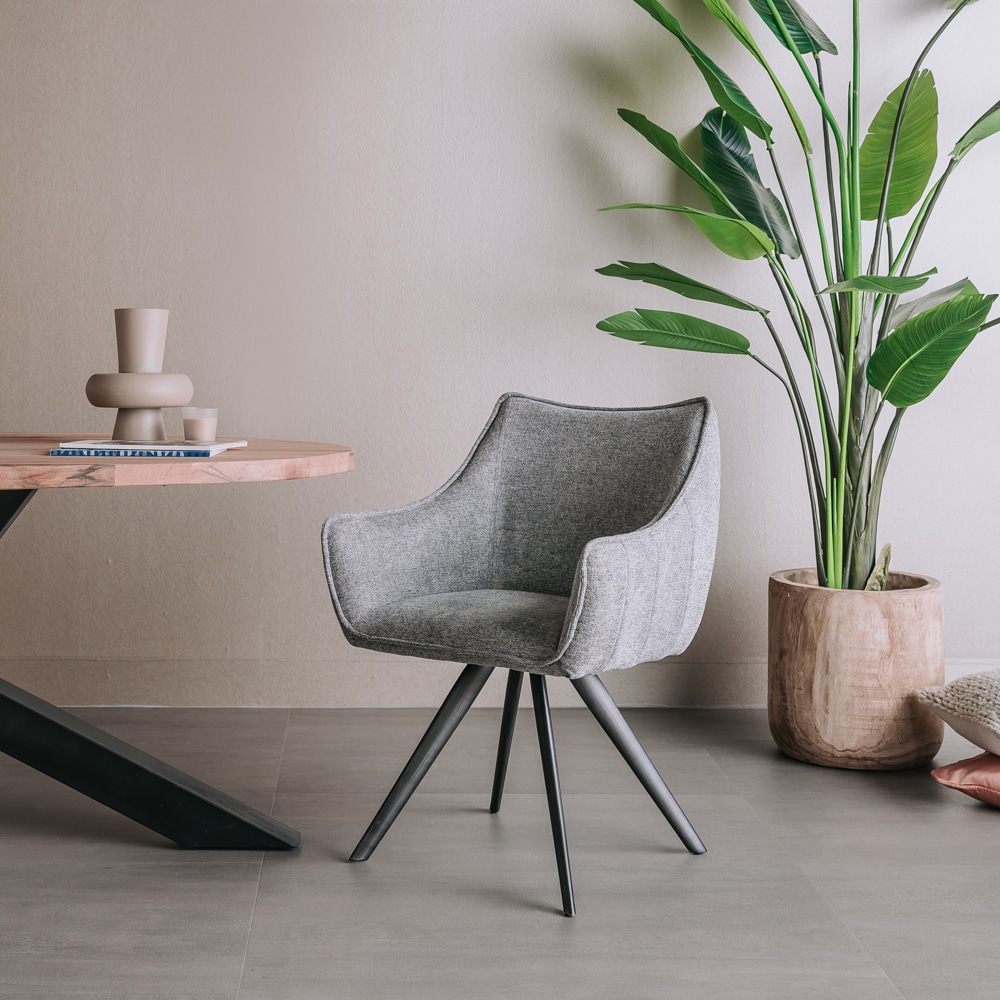 Tower Living eetkamerstoel Riviera draaibaar met arm grijs