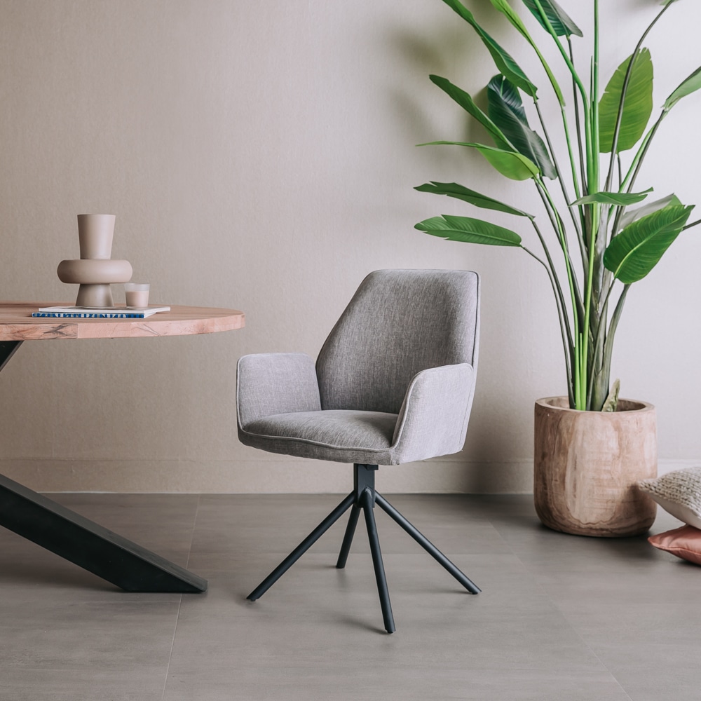 Tower Living eetkamerstoel Amaro draaibaar met arm grijs