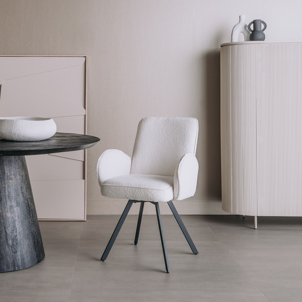 Tower Living eetkamerstoel Livo draaibaar met arm stof wit