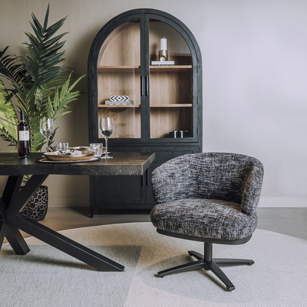Tower Living eetkamerstoel Perca draaibaar met arm blauw-grijs
