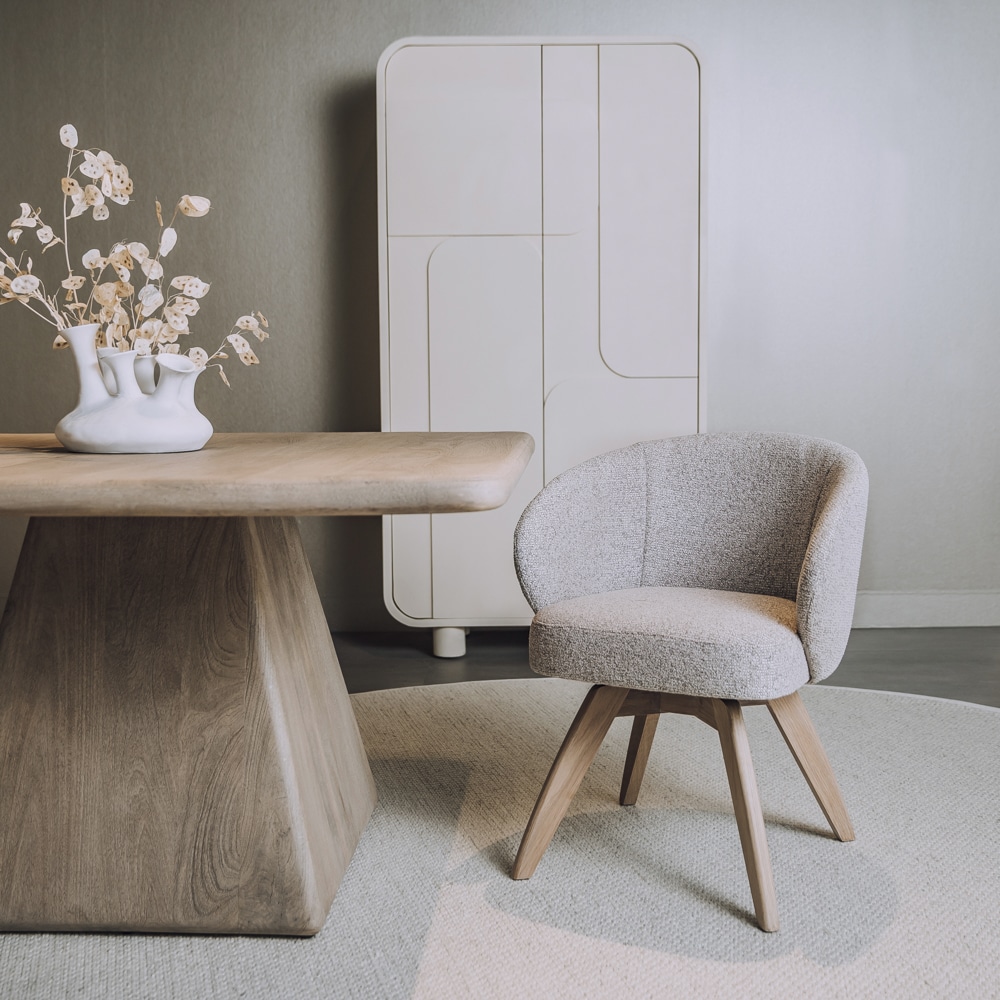 Tower Living eetkamerstoel Brescia draaibaar met arm lichtgrijs