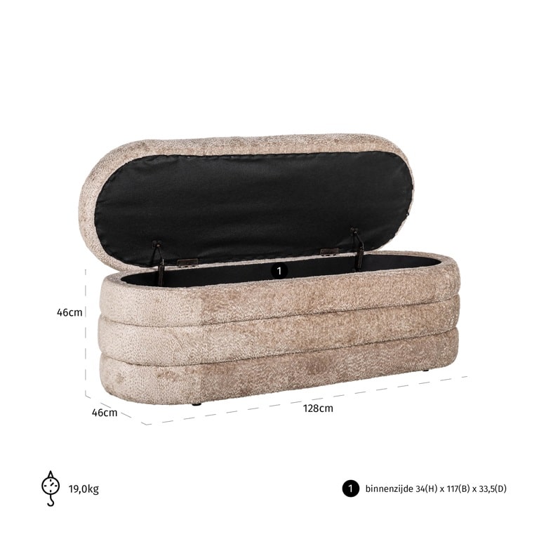 Richmond Interiors opberg poef Camille nature
