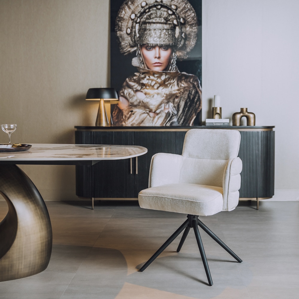 Tower Living eetkamerstoel Rumo draaibaar met arm wit