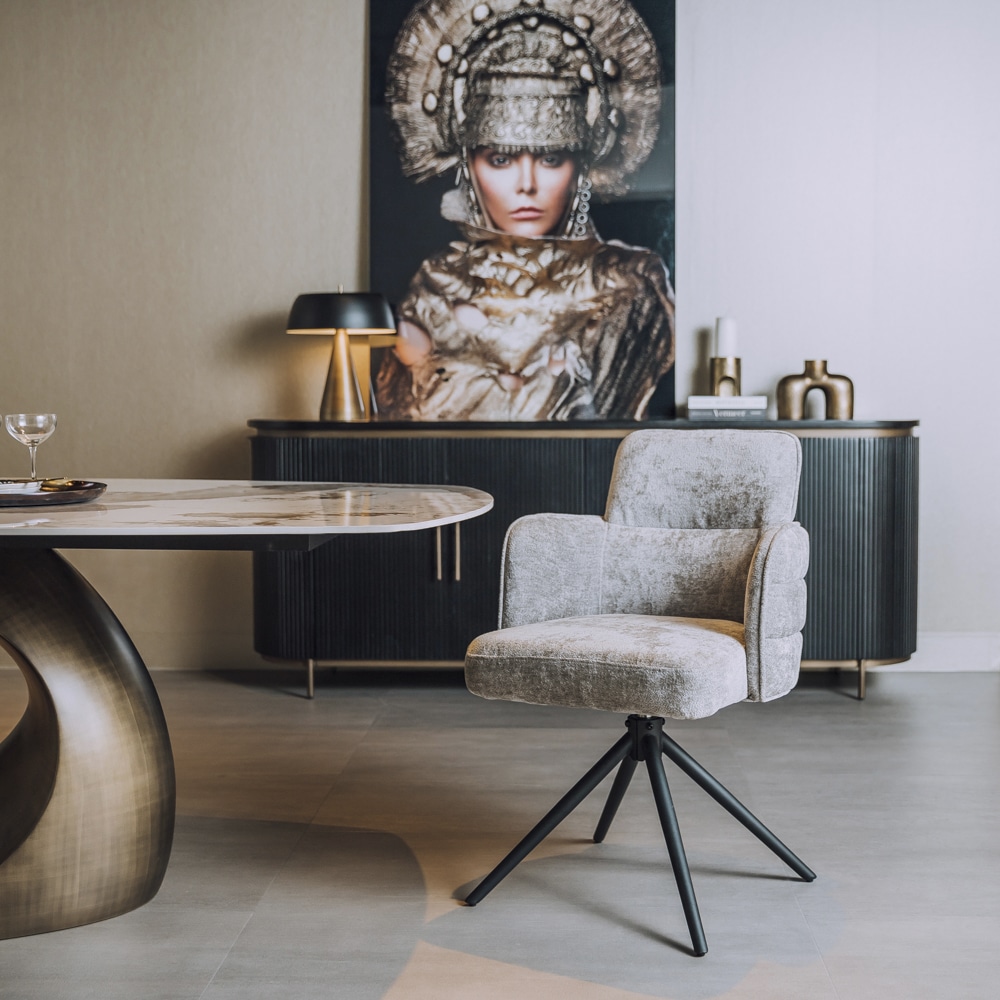 Tower Living eetkamerstoel Rumo draaibaar met arm lichtgrijs