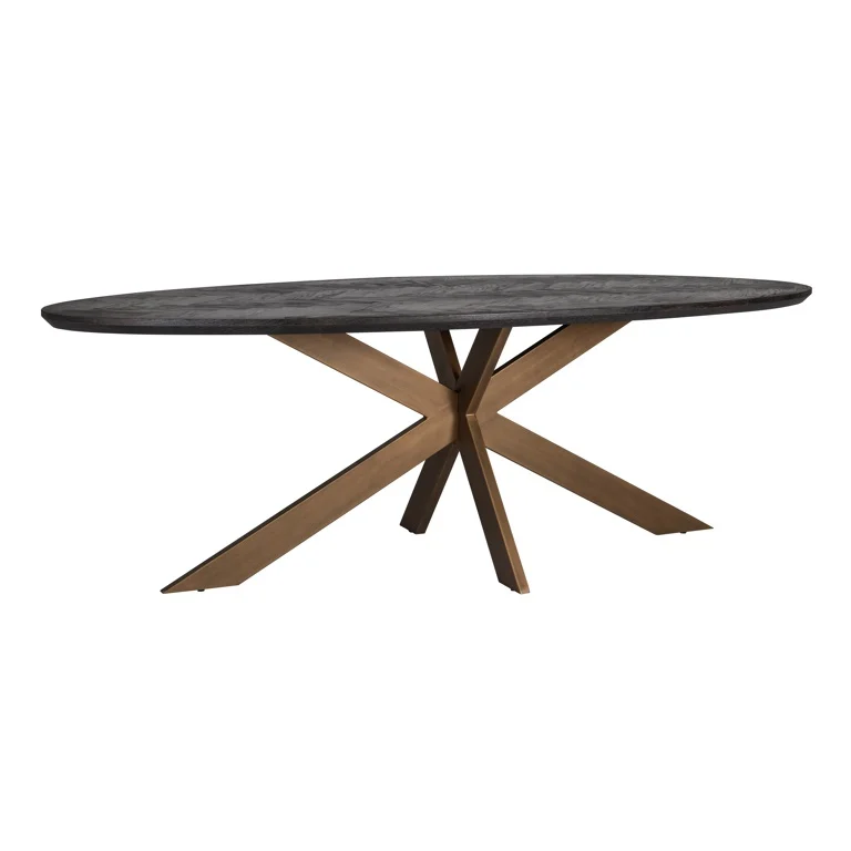 Richmond Interiors eettafel Blackbone Brass ovaal 260 eiken