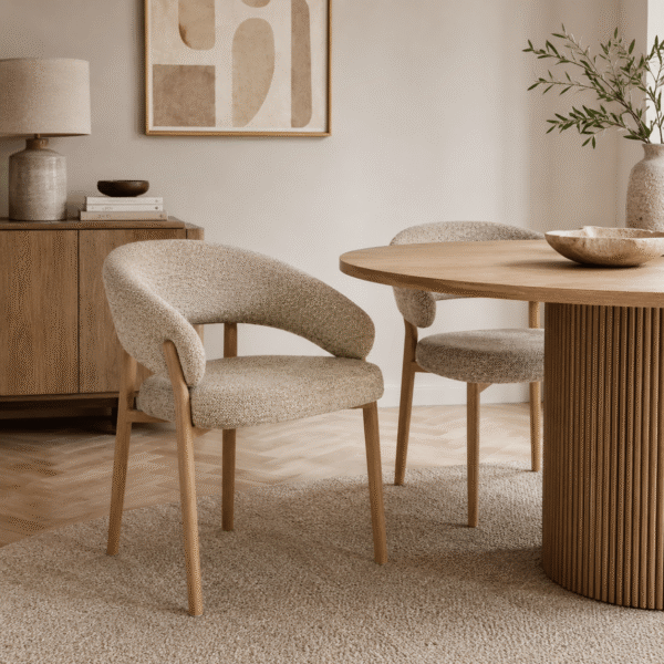 By-Boo eetkamerstoel Sedia met arm naturel (set van 2)