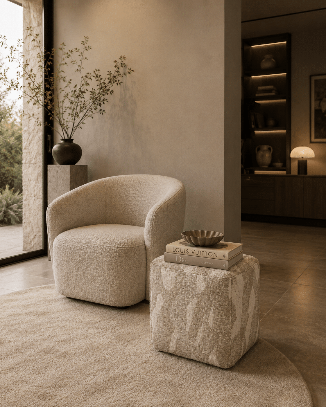 By-Boo poef Rytm klein beige