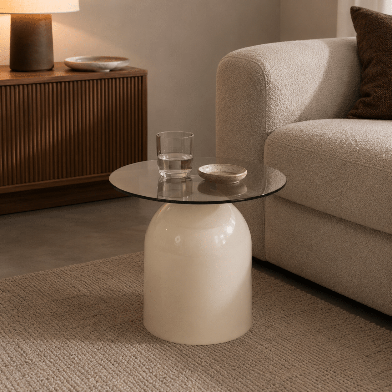 By-Boo salontafel Irona beige 50x50x40 cm glas