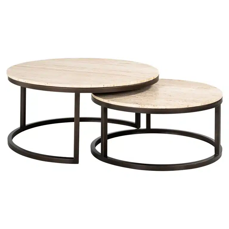 Richmond Interiors salontafel Avalon set van 2 travertin