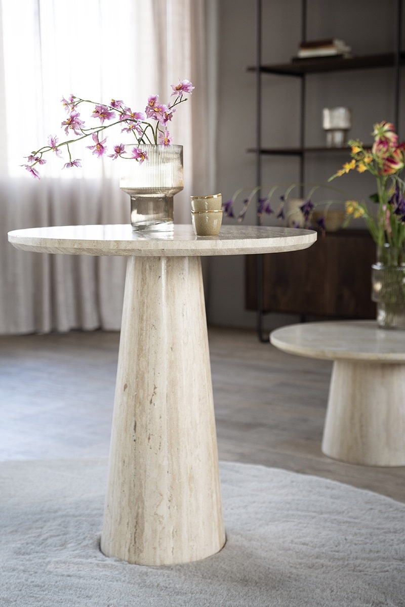 Eleonora bijzettafel Aime 70x70x75 cm travertin