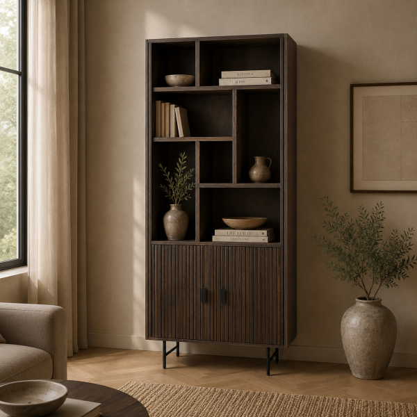Eleonora boekenkast Remi 96x37x188 cm mangohout bruin