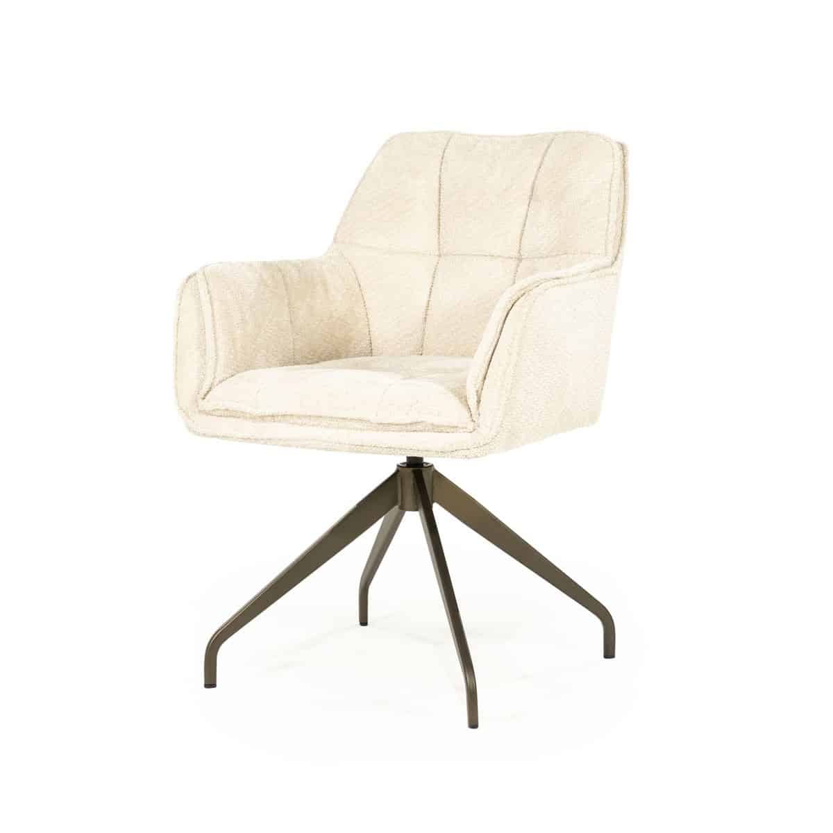 Eleonora eetkamerstoel Hugo draaibaar met arm beige