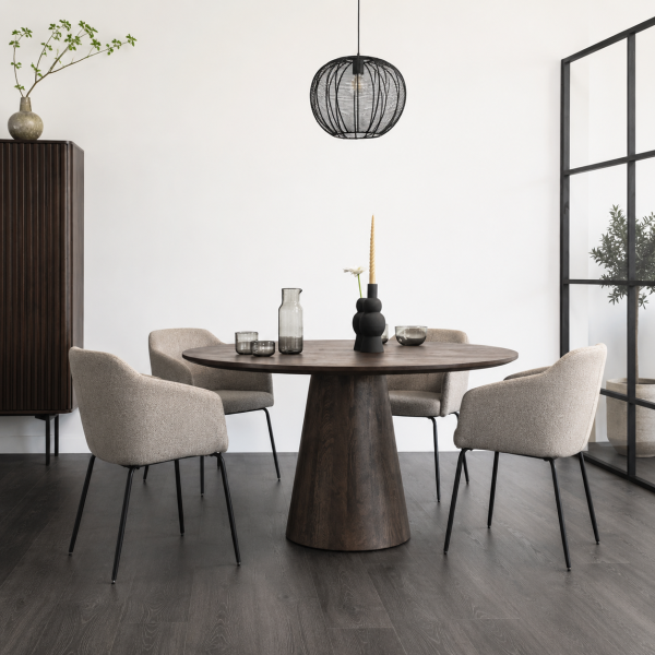 Eleonora eettafel Aron 130 cm rond mangohout bruin