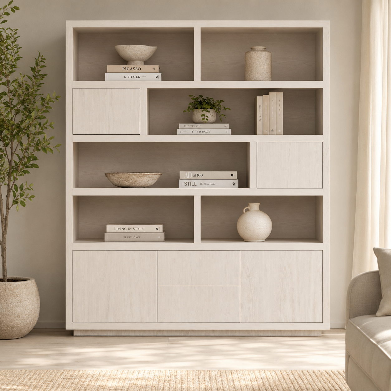 Eleonora opbergkast Helsinki 200x42x220 cm eiken taupe
