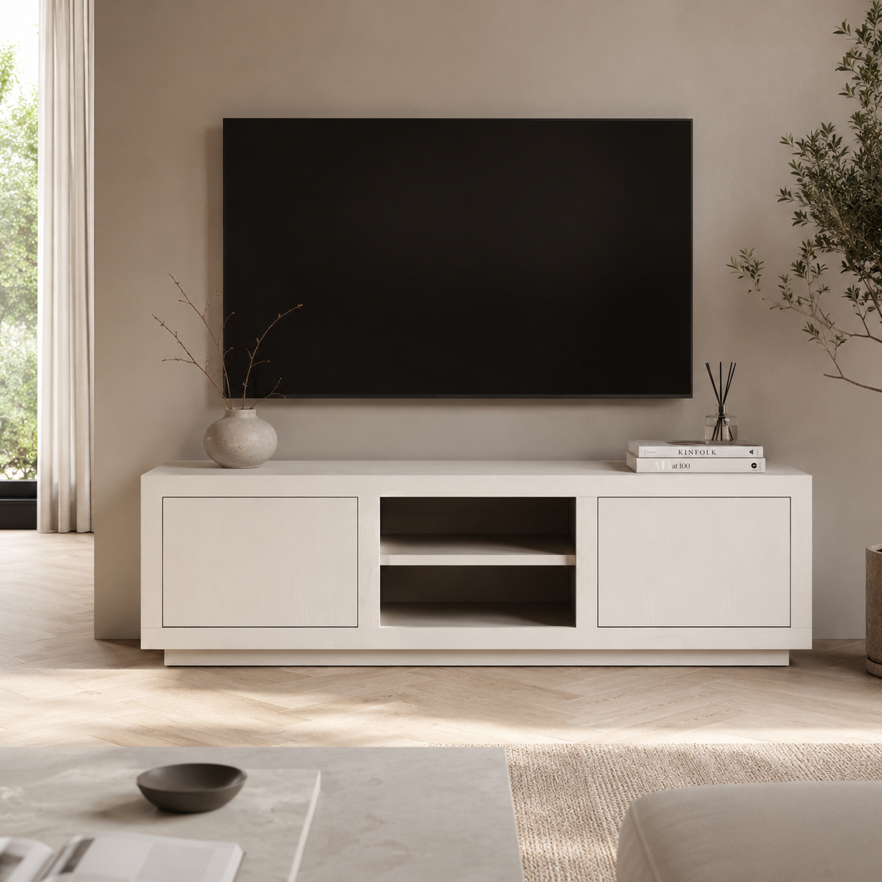 Eleonora tv meubel Helsinki 160x42x45 cm eiken taupe