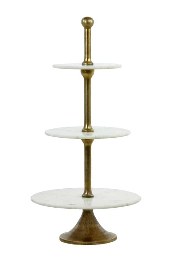 Light & Living etagere 3 laags Ø51x100 cm Vermentino marmer wit