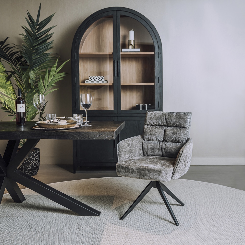 Tower Living eetkamerstoel Rosora met arm grijs