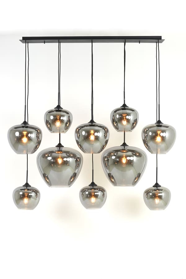 Light & Living hanglamp 10L 120x60x110 cm Mayson glas smoke-mat zwart
